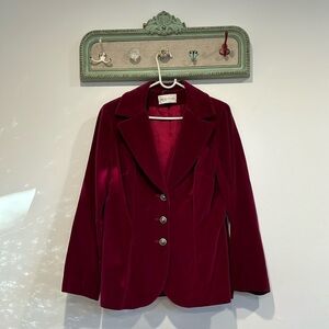 Koret of California Vintage Berry velvet women’s fitted blazer medallion medium